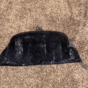 Beaded black clutch